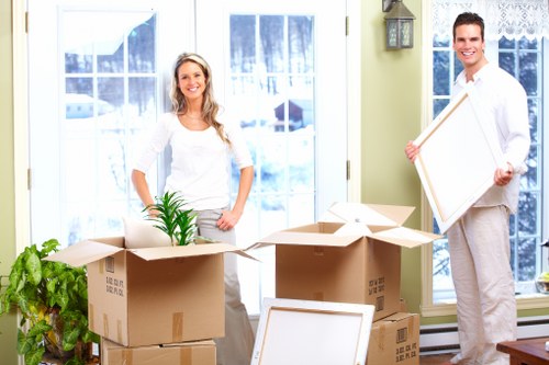 Boxes arranged for an organised relocation service in Wallington